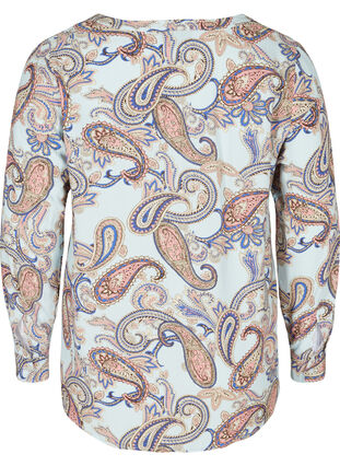 Patterned viscose blouse with long sleeves, Winter Sky Paisly, Packshot image number 1