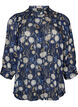 Patterned shirt with a stand-up collar and 3/4-sleeves, Blue, Packshot image number 0
