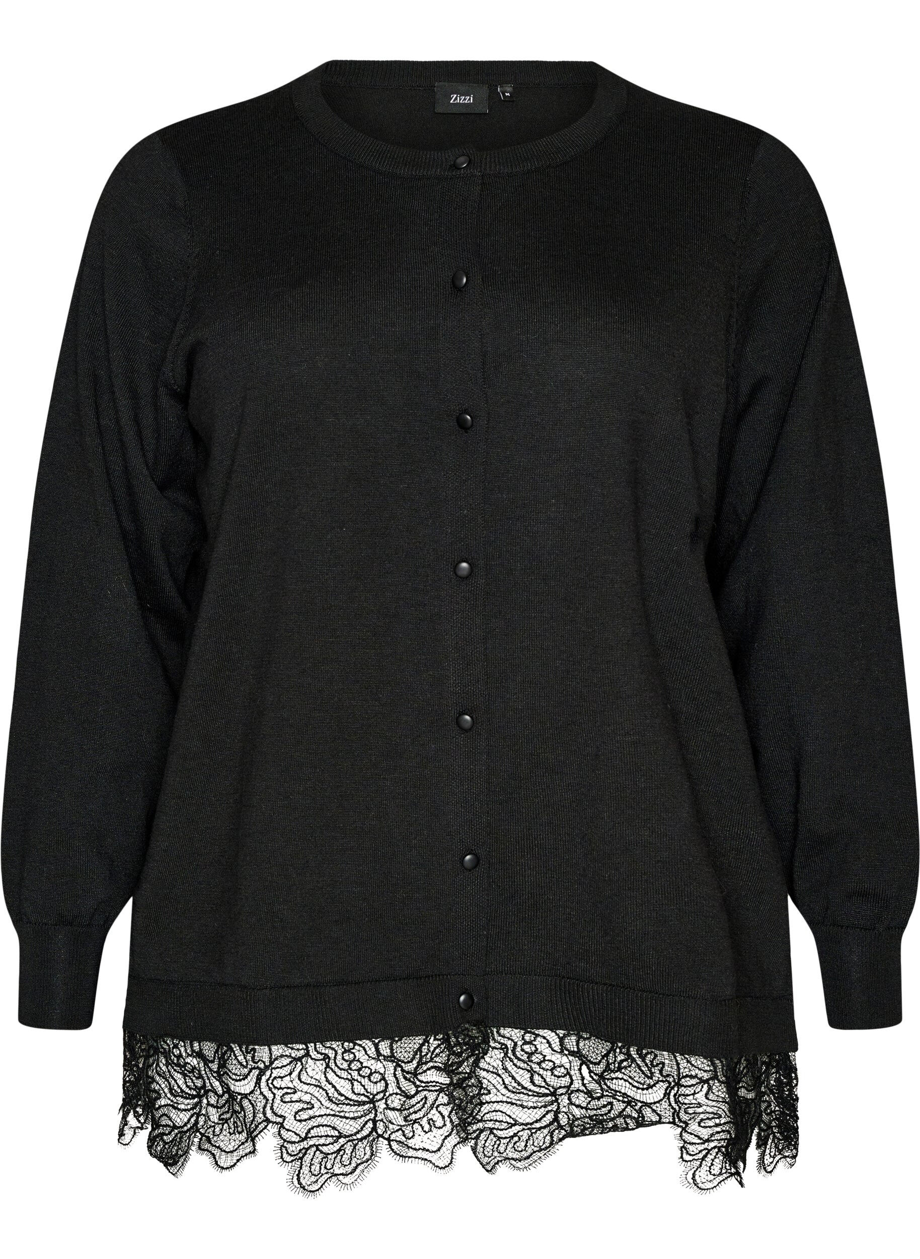 Cardigan with a wide lace hem