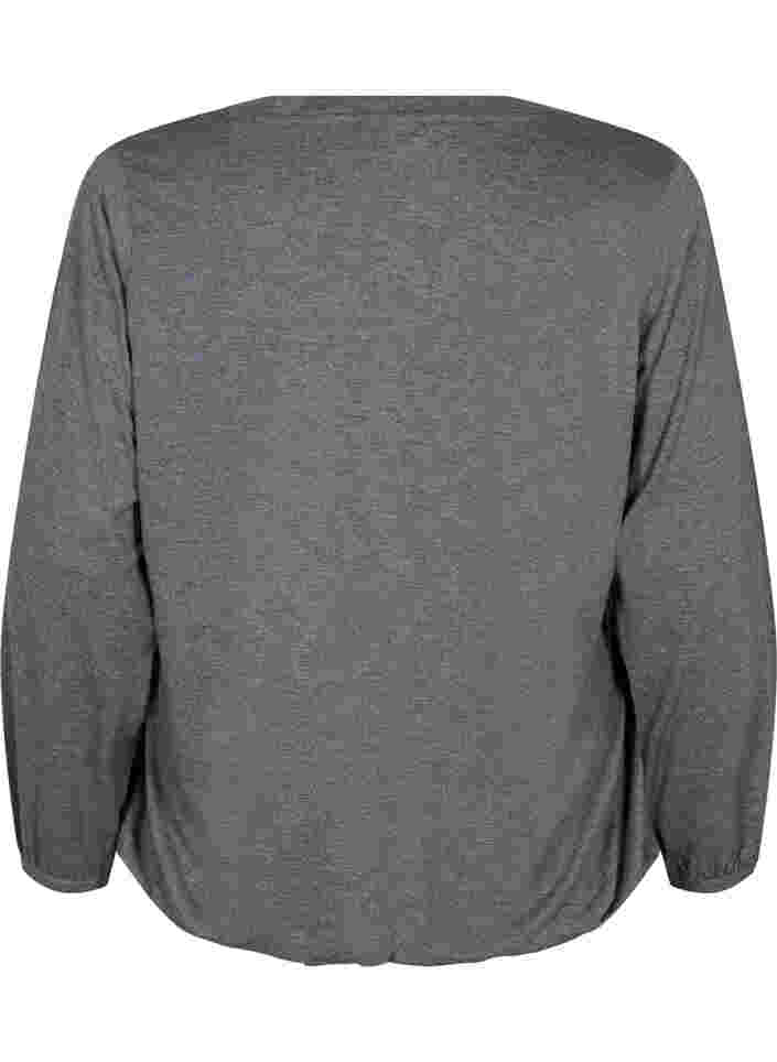 Melange top with long sleeves and v cutting, Scarab Mel., Packshot image number 1