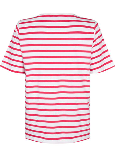 Striped cotton t-shirt, Bright Rose Stripes, Packshot image number 1