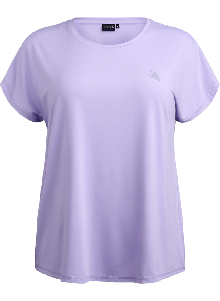 Solid-coloured workout T-shirt, Purple, Packshot image number 0
