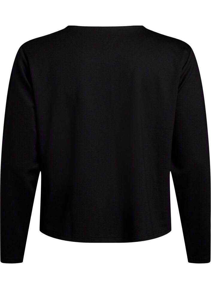 Cardigan with decorative buttons and long sleeves, Black, Packshot image number 1