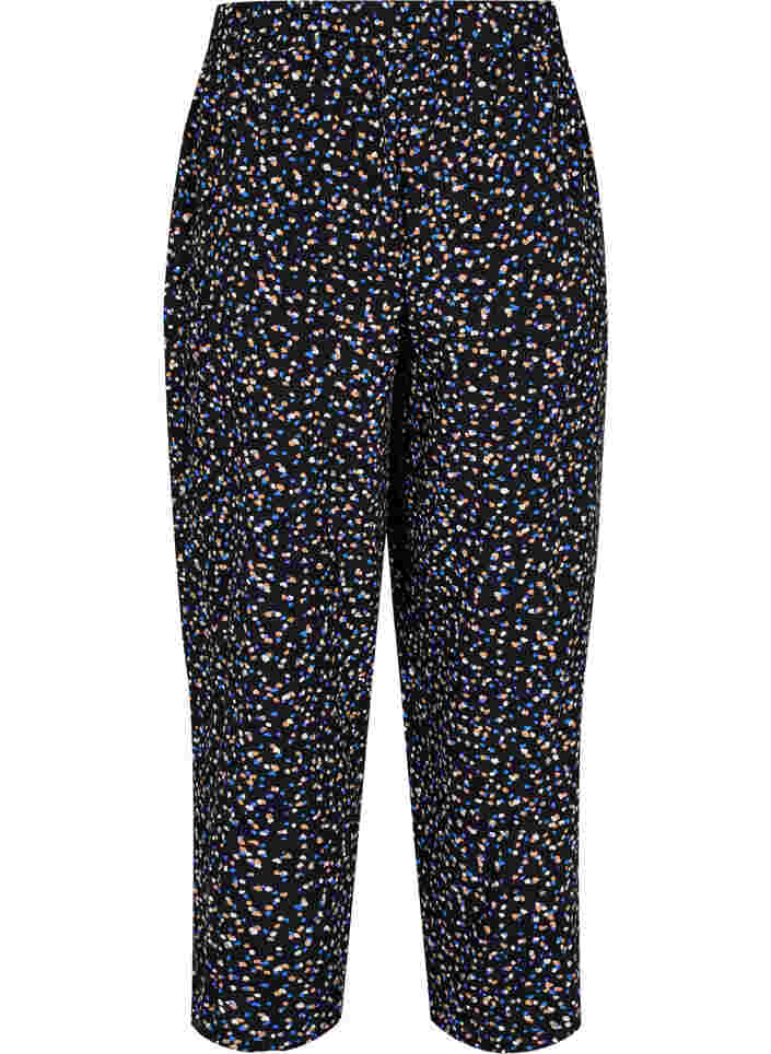 Printed viscose trousers with pockets, Black Graphic, Packshot image number 1