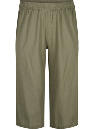 7/8 cotton blend pants with linen, Deep Lichen Green, Packshot image number 0