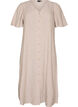 Midi dress in linen and viscose with ruffle sleeves, Beige, Packshot image number 0