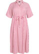 Ankle-length shirt dress with tie belt and stripes, Pink, Packshot image number 0