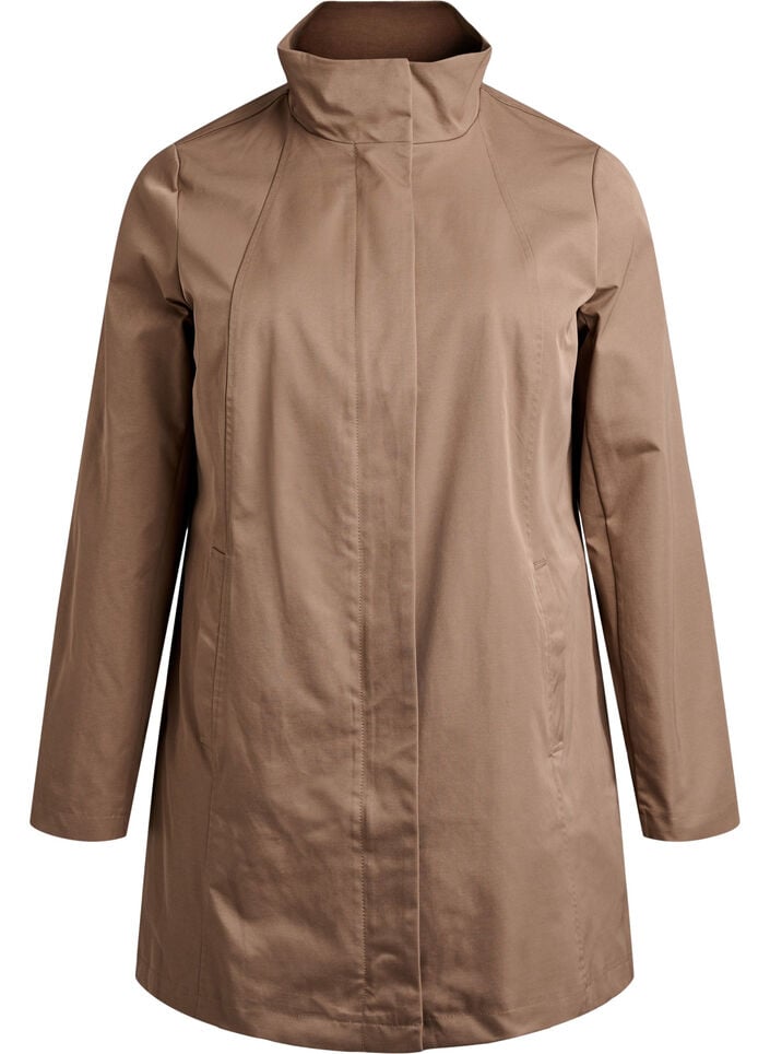 Transitional jacket with pockets and a high collar, Brown, Packshot image number 0
