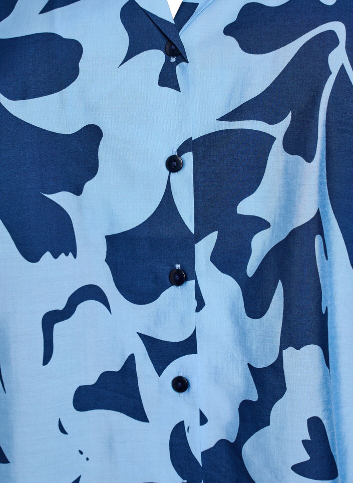 Shirt blouse with print and V-neck, Blue, Packshot image number 2