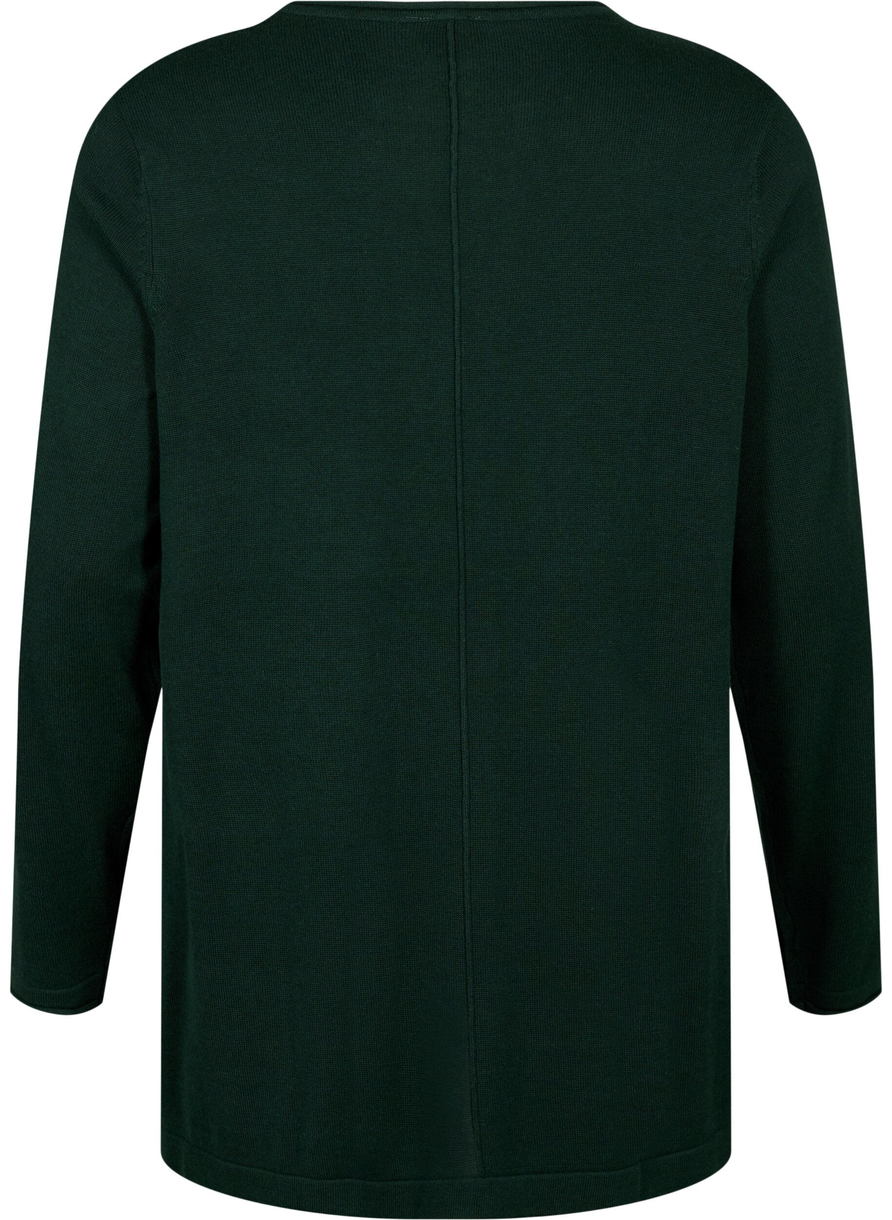 Zizzifashion Knitted blouse in cotton-viscose blend, Green, Packshot image number 1