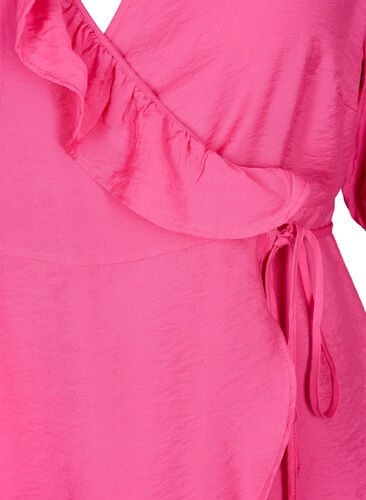 Wrap blouse in viscose with 1/2 sleeves, Beetroot Purple, Packshot image number 2