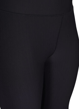 Ribbed gym leggings in a 7/8 length, Black, Packshot image number 2