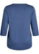 Pyjama top in viscose with lace detail and 3/4-sleeves, Blue, Packshot image number 1