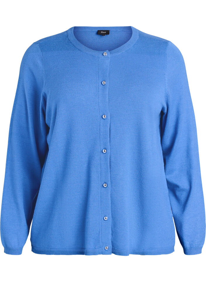 Cardigan with round buttons, Blue, Packshot image number 0
