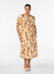 Viscose midi dress with leaf print and smocked waist, Yellow, Model image number 0