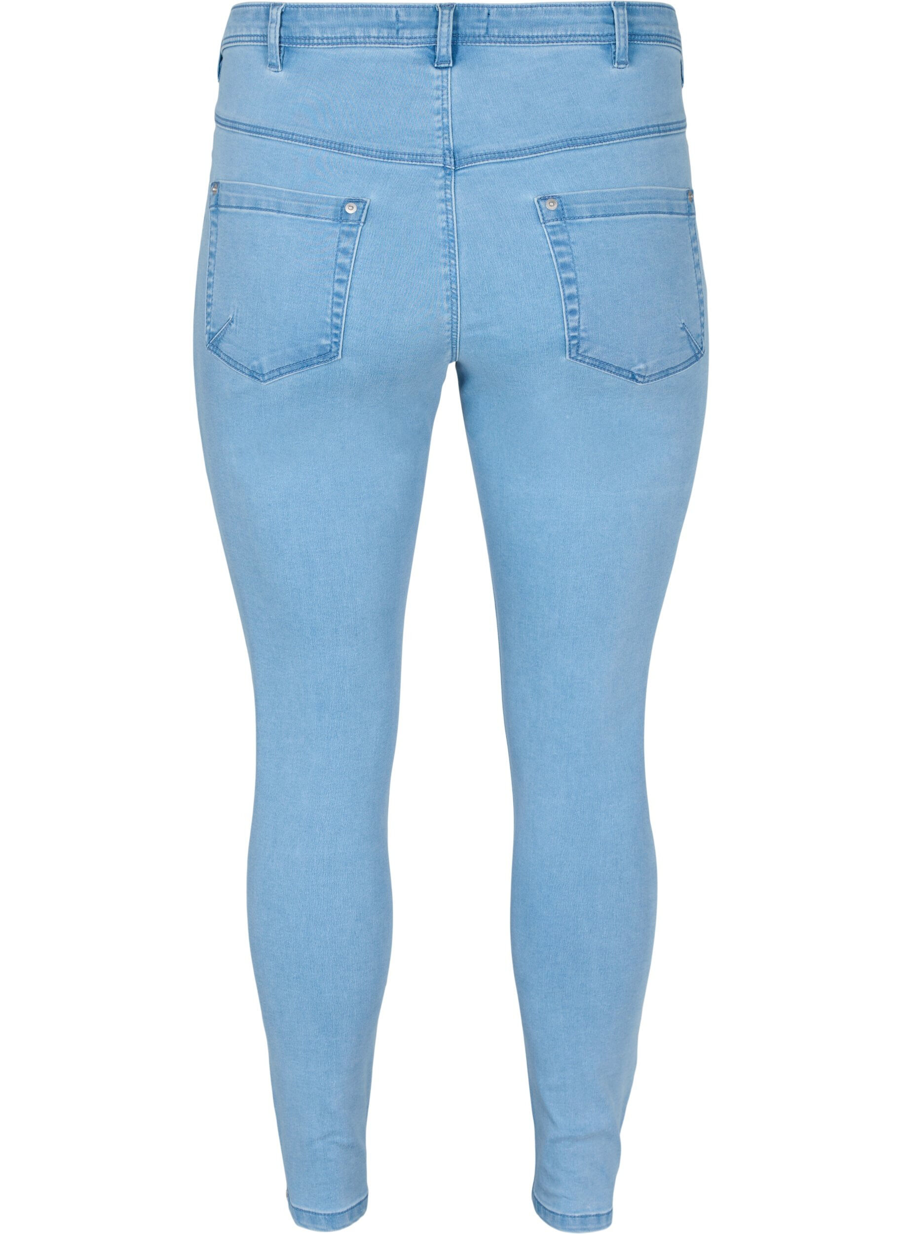 Zizzifashion Cropped Amy jeans with a zip, Light Blue, Packshot image number 1