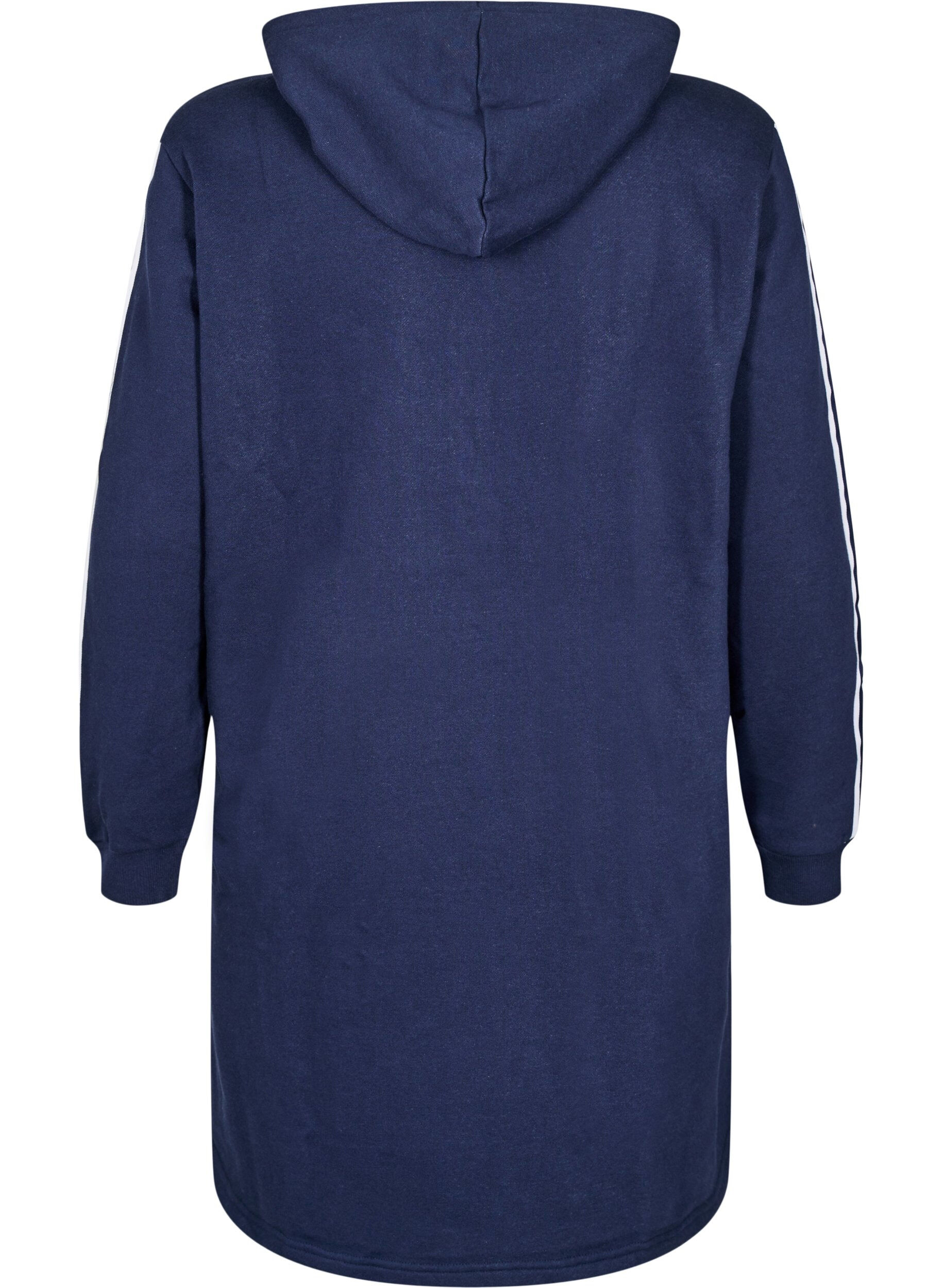 Zizzifashion Short sweatshirt dress with hood and long sleeves, Navy Blazer, Packshot image number 1