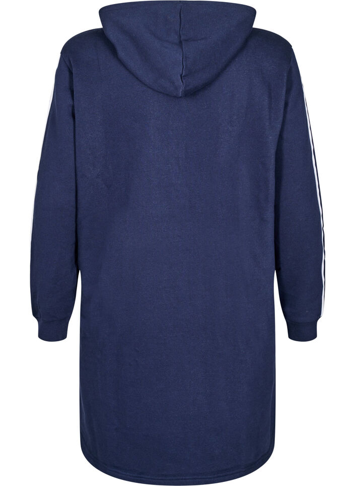 Short sweatshirt dress with hood and long sleeves, Navy Blazer, Packshot image number 1