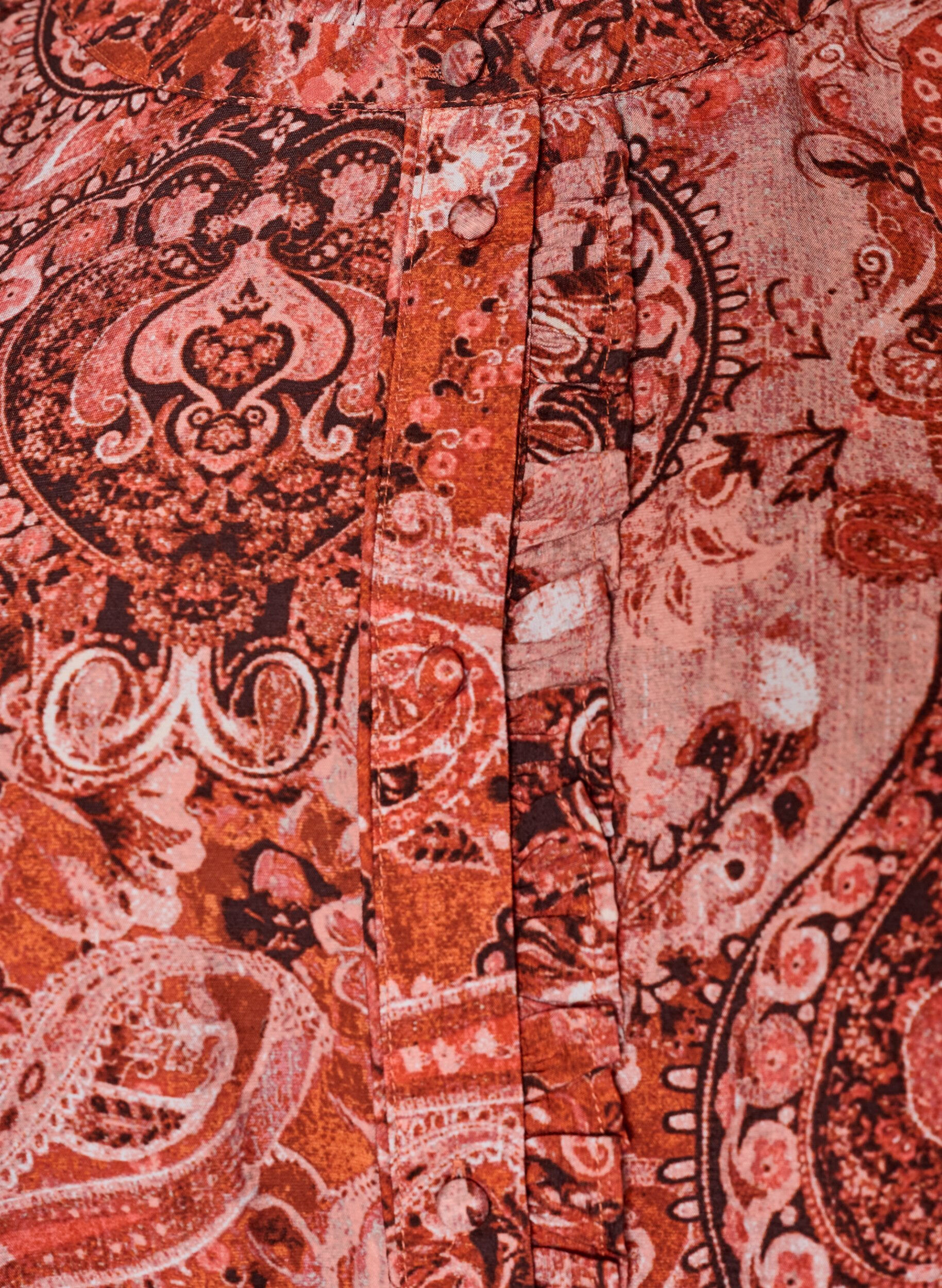 ZizzifashionViscose blouse with paisley print and ruffles, Orange, Packshot image number 2