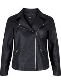 Imitated leather biker jacket