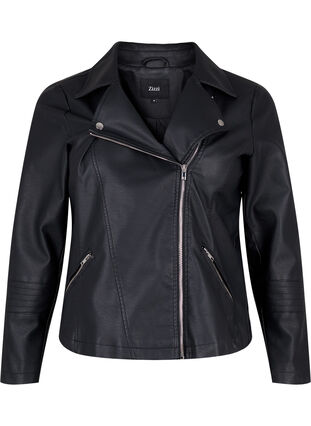 biker jacket in imitated leather, Black, Packshot image number 0