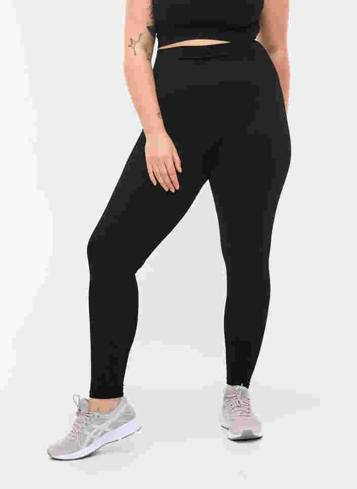 Workout leggings with ribbed structure, Black, Model image number 2