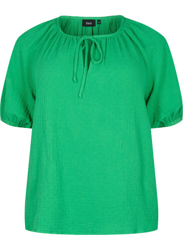 Cotton blouse with 1/2 sleeves, Bright Green, Packshot image number 0