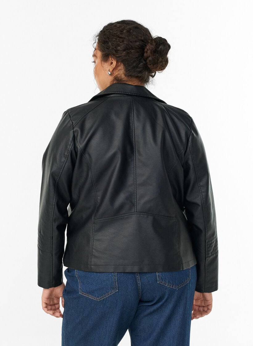 Biker jacket in faux leather, Black, Model image number 2