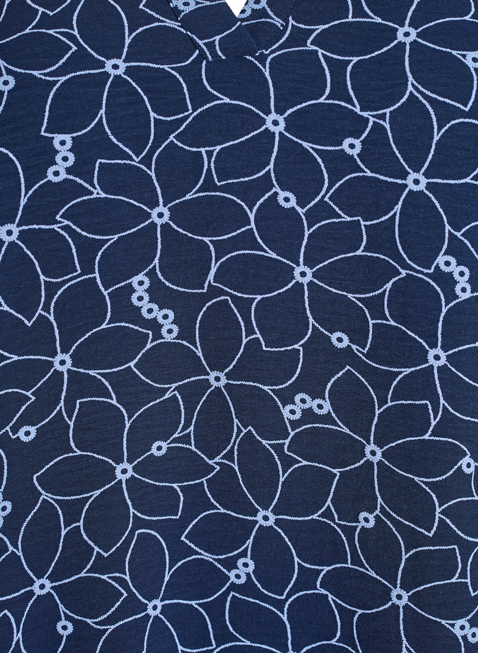 Zizzifashion Long-sleeved blouse with floral embroidery, Blue, Packshot image number 2