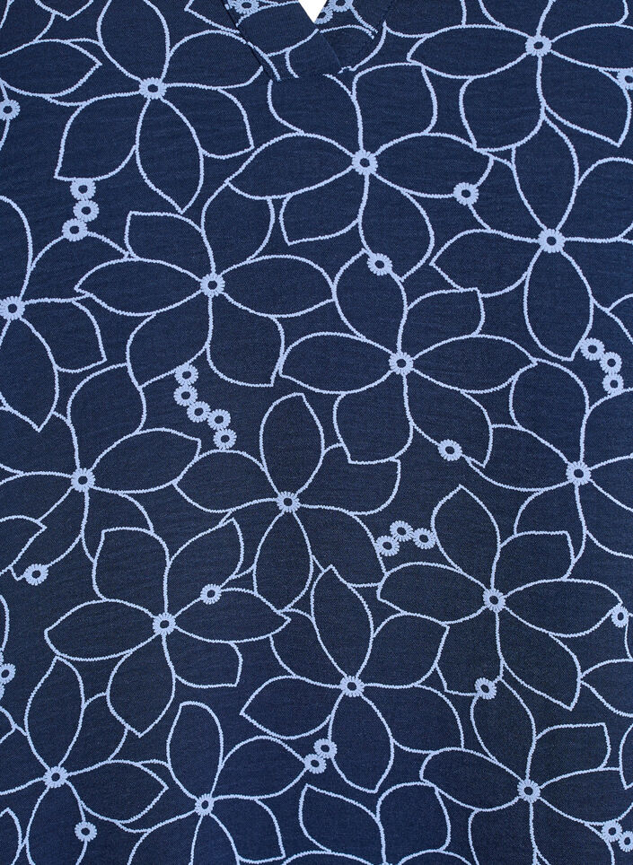 Long-sleeved blouse with floral embroidery, Blue, Packshot image number 2