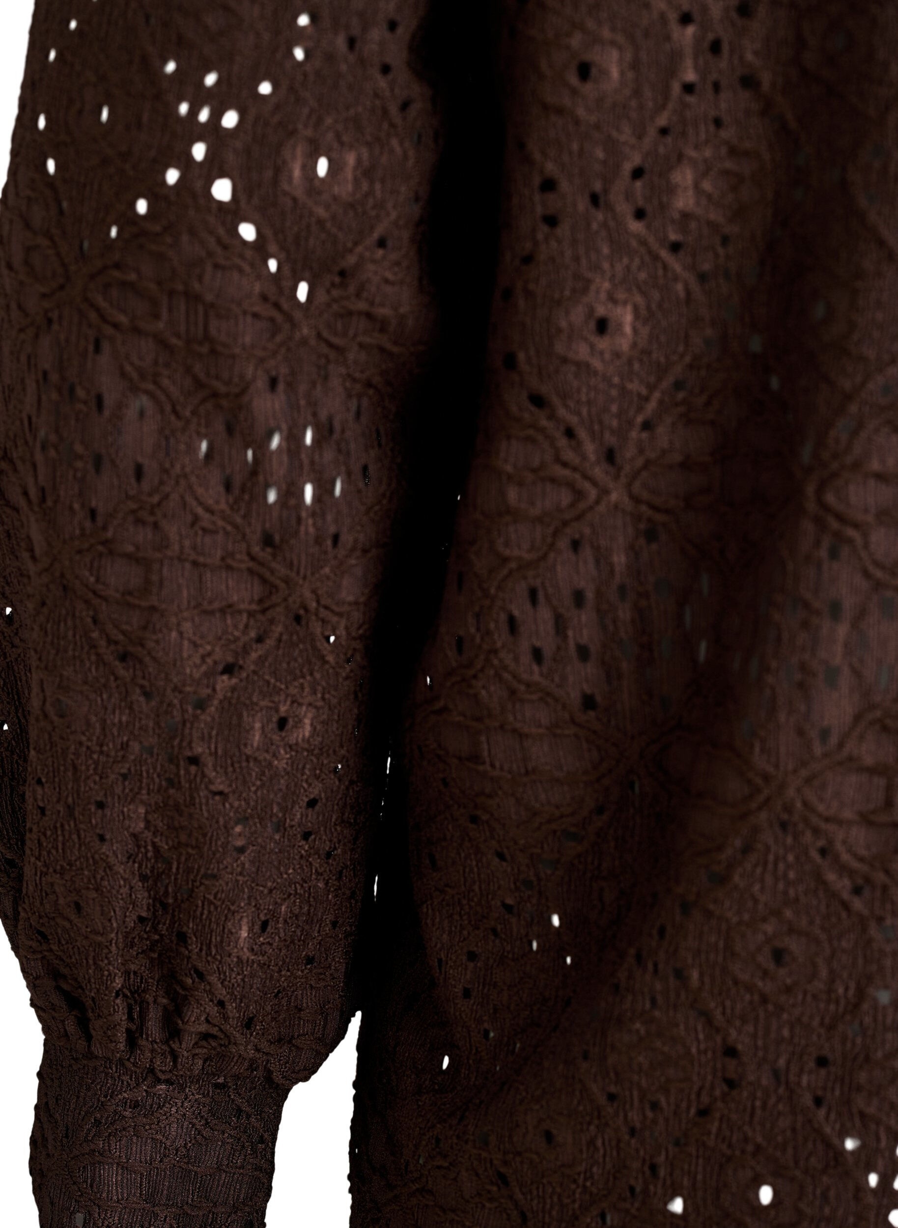 Zizzifashion Long-sleeved blouse with eyelet embroidery, Brown, Packshot image number 3