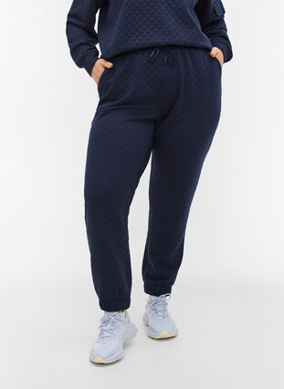 Sweatpants with quilted pattern, Navy Blazer, Model image number 2