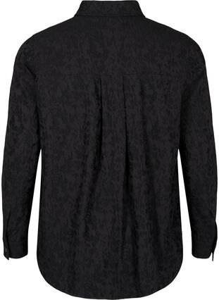 Viscose shirt jacket with tone-on-tone pattern, Black, Packshot image number 1