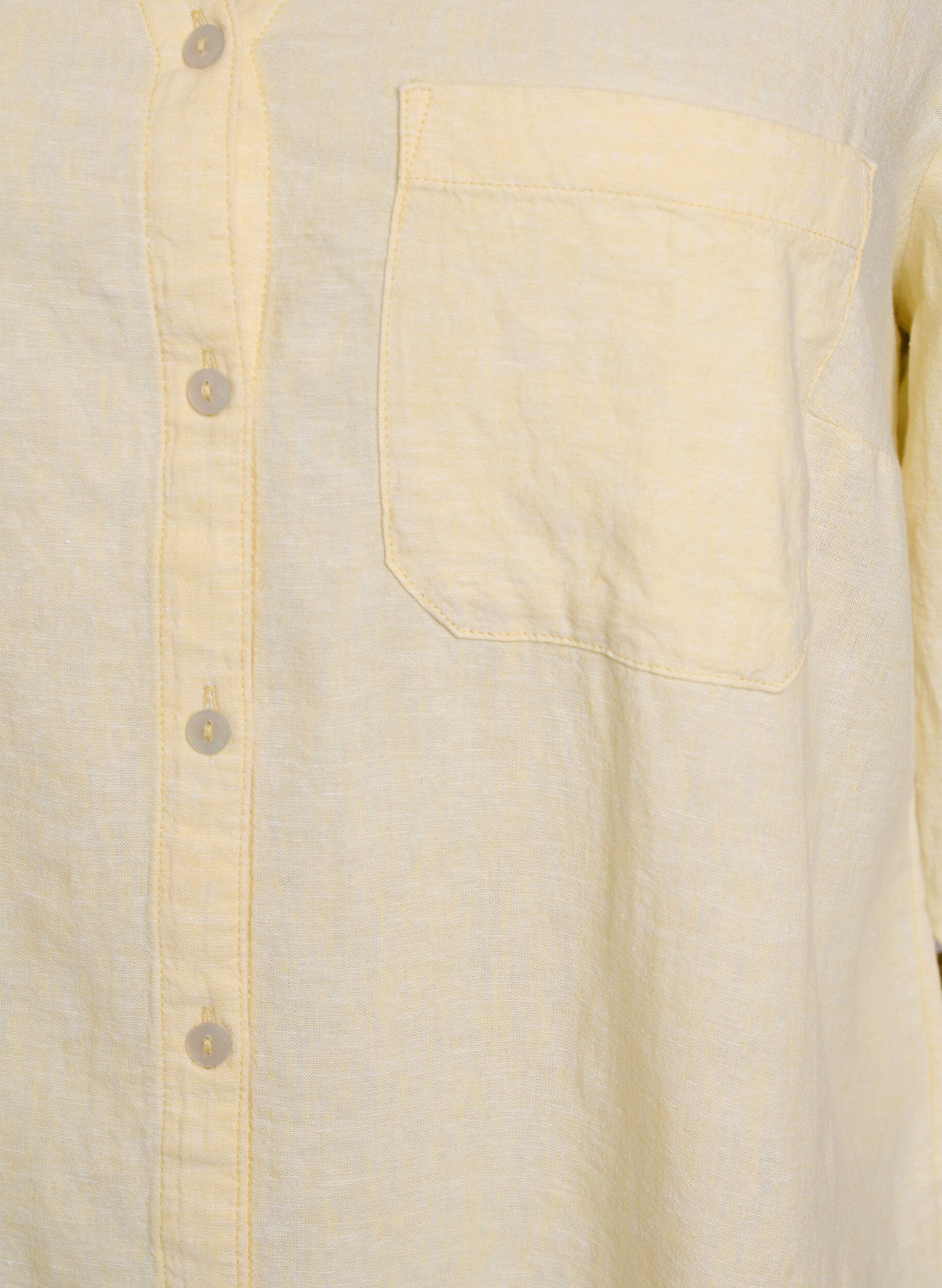 ZizzifashionShirt in linen and viscose with 3/4 sleeves, Yellow, Packshot image number 2