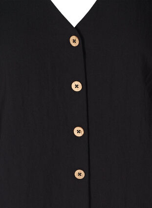 Viscose blouse with buttons and v-neck, Black, Packshot image number 2