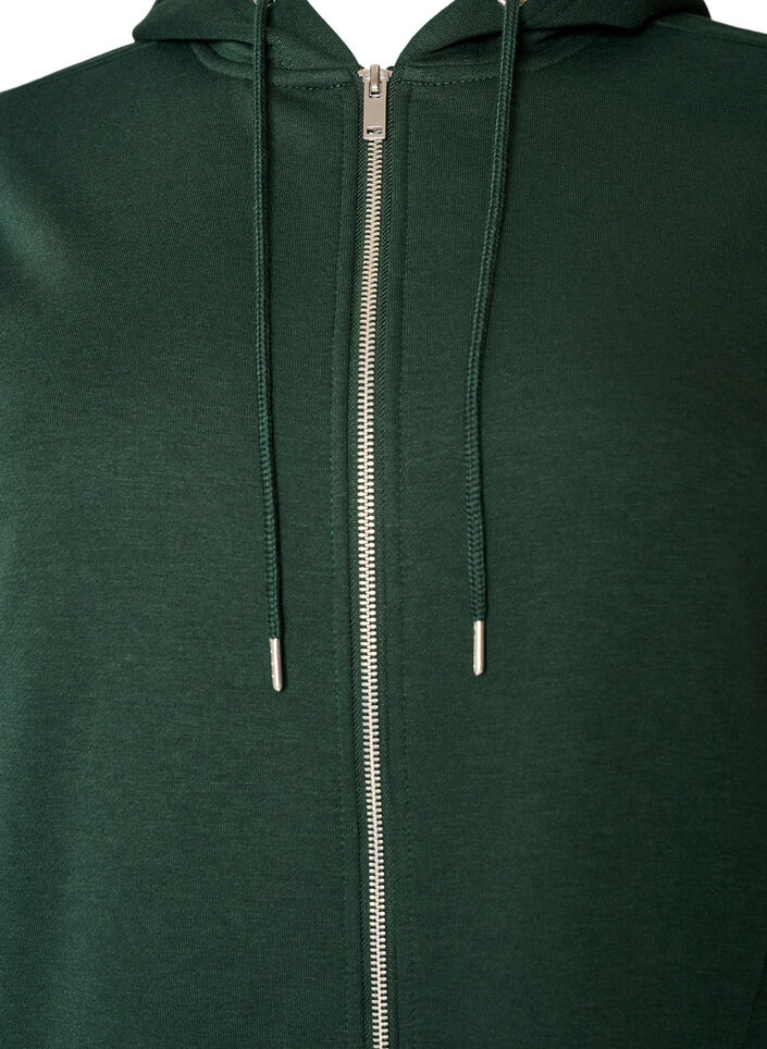 Long hoodie with zip and pockets, Green, Packshot image number 2