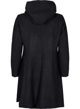Coat with a hood and A-line cut, Black, Packshot image number 1