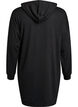 Short hoodie dress with a kangaroo pocket, Black, Packshot image number 1