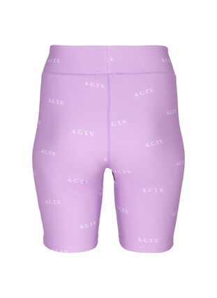 Workout shorts with print, A.Violet w. Text, Packshot image number 1