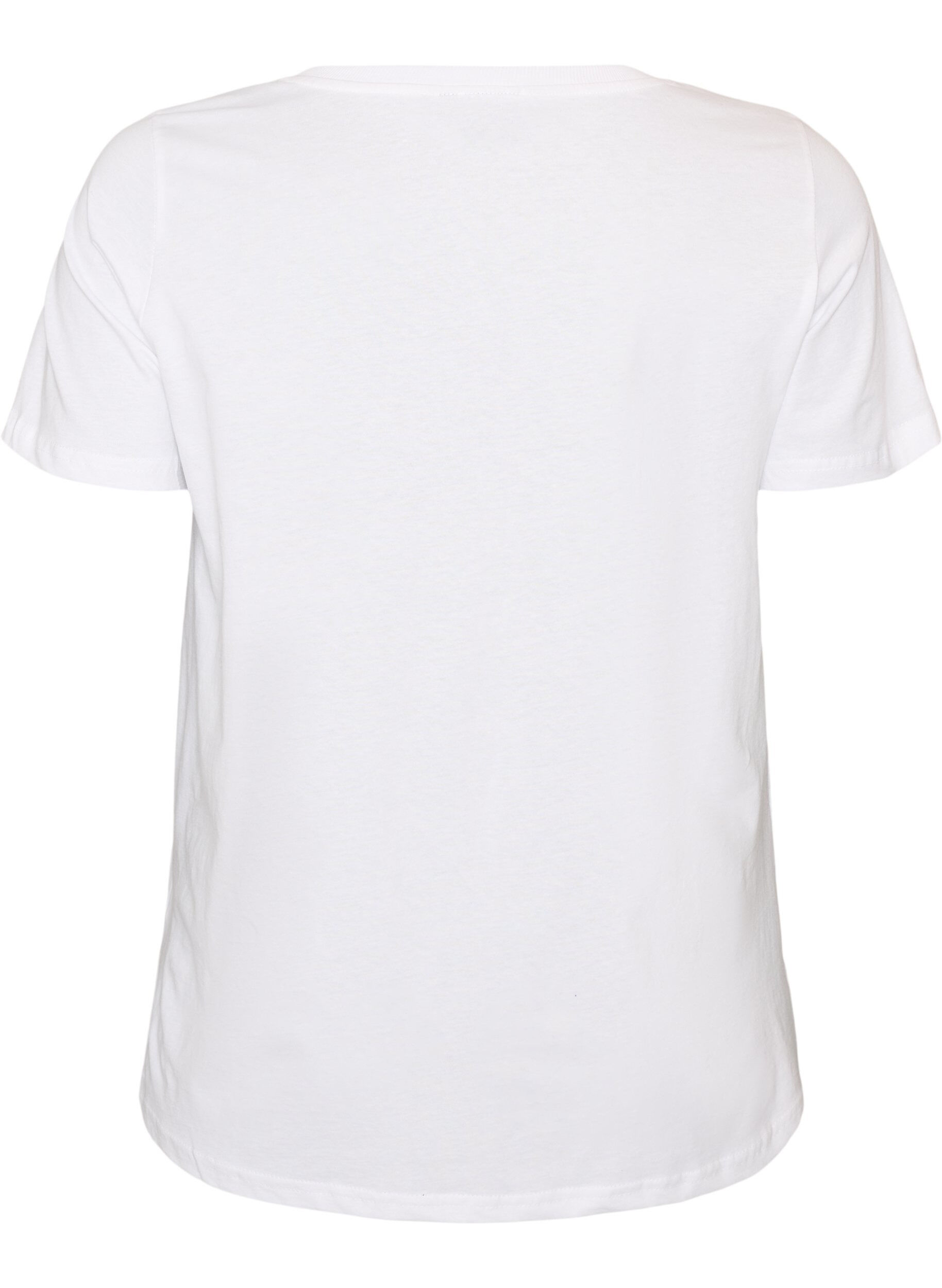 ZizzifashionCotton T-shirt with front print and V-neck, White, Packshot image number 1