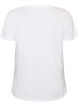 Cotton T-shirt with front print and V-neck, White, Packshot image number 1