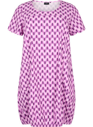 Short-sleeved, printed cotton dress, Graphic Color, Packshot image number 0