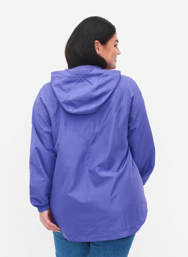 Short jacket with hood and adjustable bottom, Purple Opulence, Model image number 1