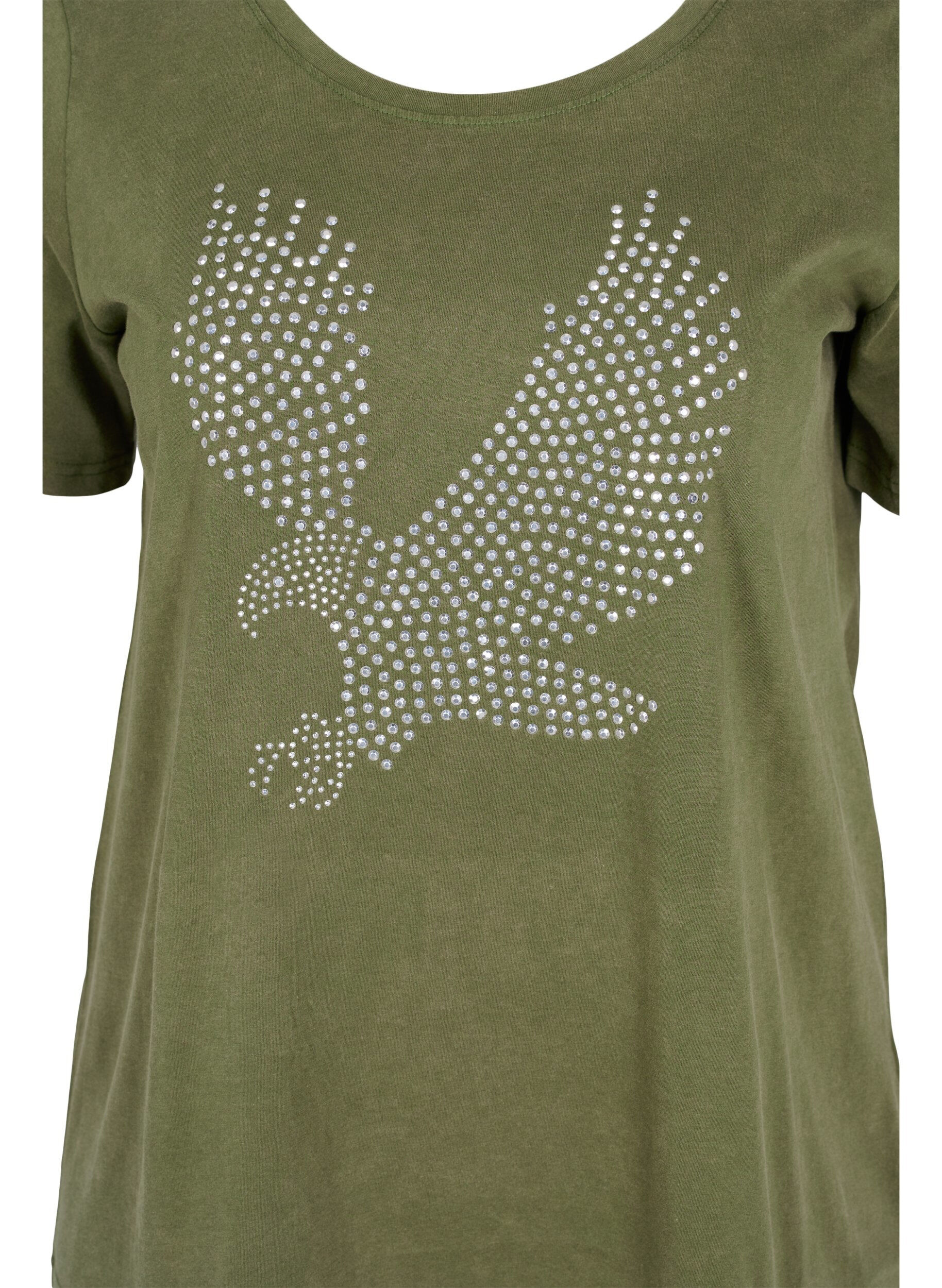 Zizzifashion Cotton t-shirt in acid wash and stones, Ivy Green Wash, Packshot image number 2