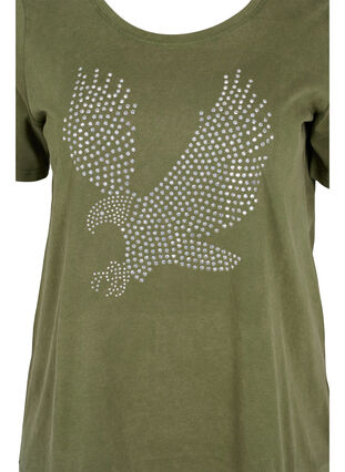 Cotton t-shirt in acid wash and stones, Ivy Green Wash, Packshot image number 2