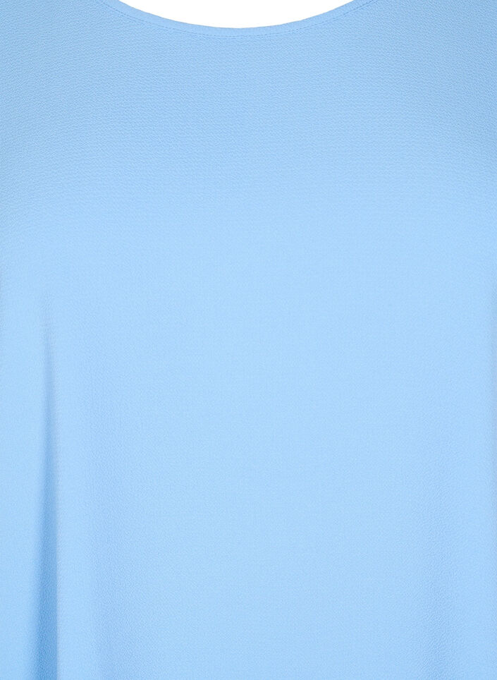 Blouse with short sleeves and a round neckline, Light Blue, Packshot image number 2