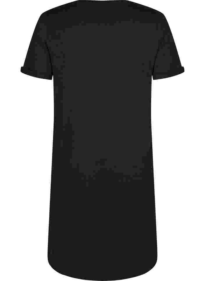 Short sleeved cotton nightdress with print, Black W. Don't, Packshot image number 1