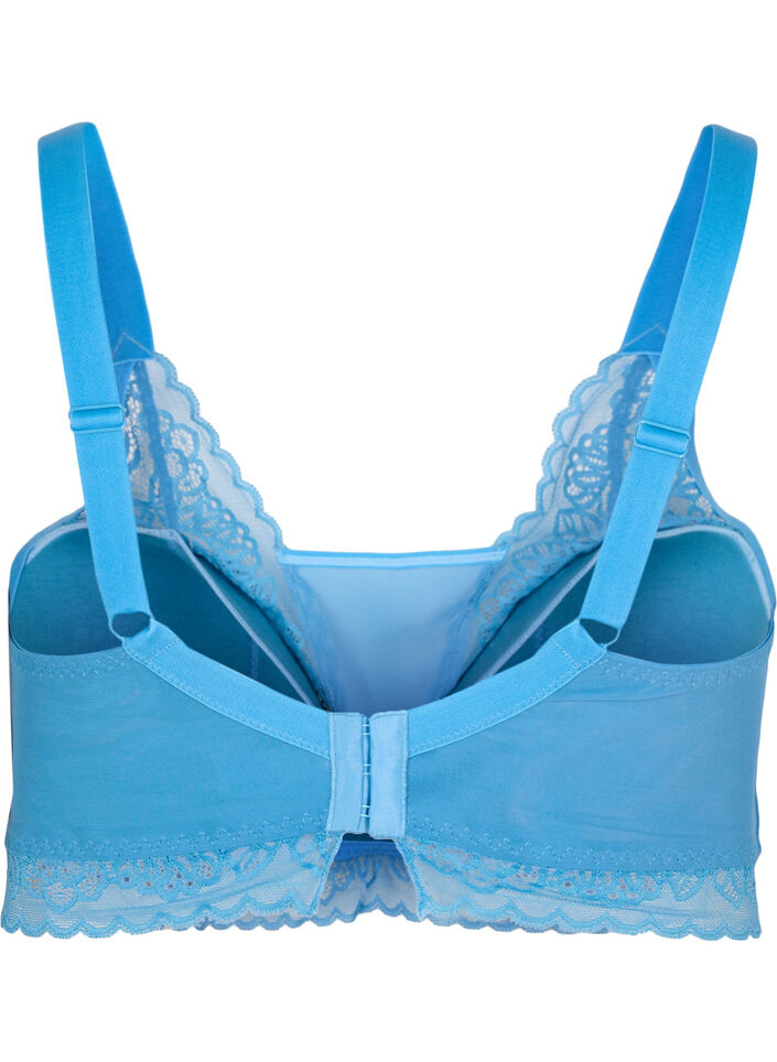 Bra with lace and soft padding, Blue, Packshot image number 1