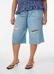 Cropped jeans with a distressed look and raw edges, Light Blue, Model image number 2