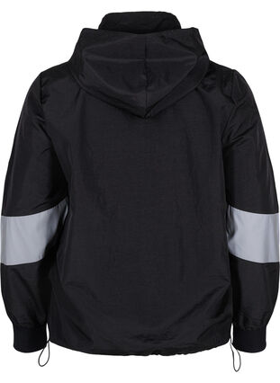 Sports jacket with reflective details and adjustable bottom, Black w. Reflex, Packshot image number 1
